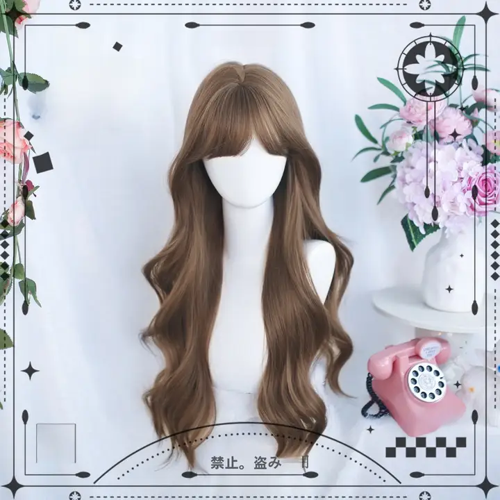 ロリータ風の長い巻き髪ウィッグ【二次元コスプレ・全頭タイプ】