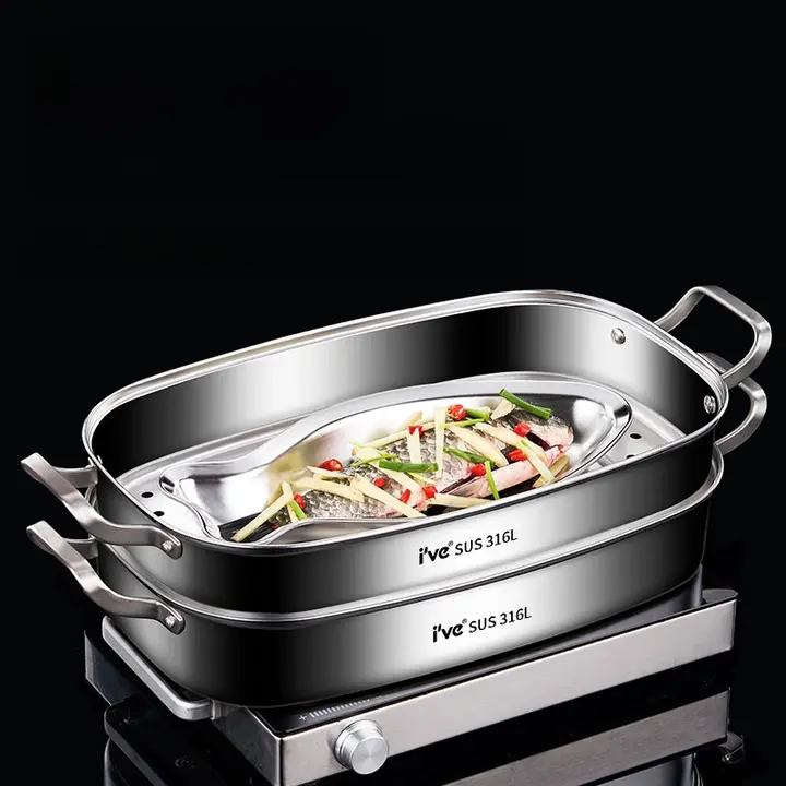 316ステンレス製蒸し器【多機能・家庭用・魚料理・角型】