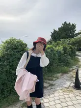 デザイン性のある長袖ブラウス【レース襟・ホワイト・秋用・提花生地】