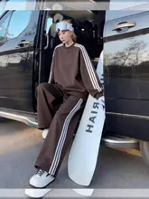 学院風 韓国スタイル ゆったりデザインのカジュアルなスポーツウェア【春秋用・女性用・トレンド・二点セット（セットアップ対応）】