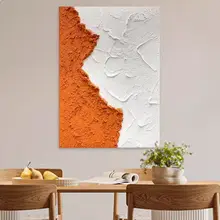 CM 手描き油彩 砂岩風 抽象オレンジ立体 壁掛けアート【現代的・厚みのあるテクスチャー】