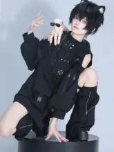 3点セット レディース ジャケット ショートパンツ レッグウォーマー ゴシックロリータ テクニカル クール ダーク サブカル