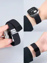ウォッチバンド メンズ ナイロン 編み込み マグネット式 伸縮性 通気性 スポーツ バーガンディ Apple Watch 対応