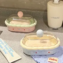 おしゃれなデザインの蓋付き石鹸置き【水切り機能・バスルーム用】