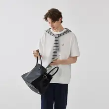 刺繍入り毛巾肌理Tシャツ【ユニセックス・短袖・スタイル】