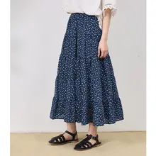 annuus フラワープリント Aラインスカート【夏用・ゆったりフィット・ウエストゴム・フレンチスタイル】