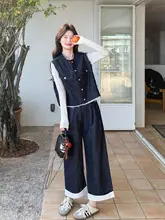 レトロカジュアルスタイ ルのコーディネート【カラーコンビネーション・ノースリーブ・ワイドパンツ・春用】（セットアップ対応）