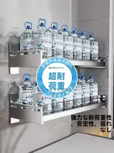 ステンレス製キッチン壁面収納ラック【穴あけ不要・壁掛け式・調味料やオーブン収納に最適】