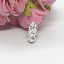 S999純銀製 3Dデザイン 招財貔貅ブレスレット【男女兼用・ミニサイズ・福字付き・赤黒長紐】