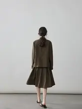 輸入リネン製カジュアルブレザーとスカート【女性用・高品質・スリムフィット】（セットアップ対応）