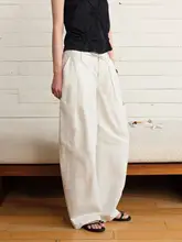 レディース 夏用ワイドレッグパンツ【スタイル・赤・体型カバー・バルーンシルエット】