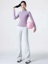 スタイリッシュな女性用スポーツウェア【秋季・フィットネス用・長袖・エラスタス・スリムフィット・ヨガパンツ・フレア】
（セットアップ対応）