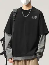アメリカンビンテージスタイルの長袖Tシャツ【メンズ・春秋用・ルーズフィット・カジュアルデザイン】（セットアップ対応）