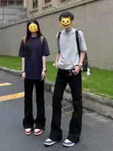 美式デザインの微喇牛仔パンツ【スリムフィット・ストレッチ素材・直筒】