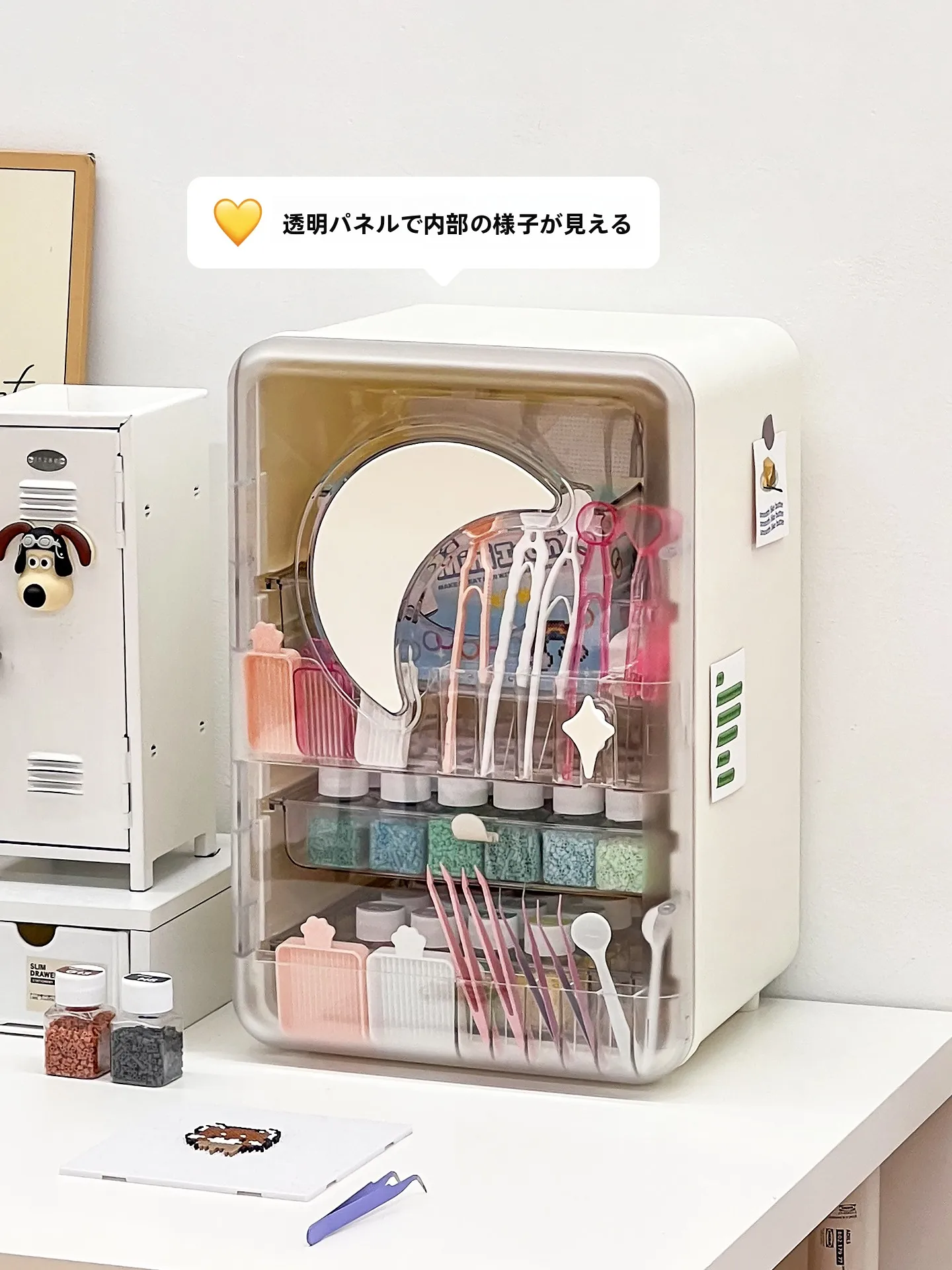 デスク上用ビーズ収納ボックス引き出し式：透明収納の効率と多機能性を実証