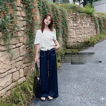 竹節コットンワイドパンツ【フィット・スリムスタイル】（セットアップ対応）