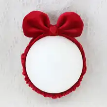 ヘアバンド キッズ ガールズ ベルベット ハート 蝶結び プリンセス おしゃれ インスタ映え クリスマス お正月 迎春 伸縮 レッド