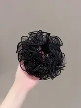 気品のあるダブルレイヤー水玉チュールヘアゴム【お団子ヘア用・夏用】