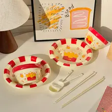 可愛いフライドポテト用深皿【釉下彩陶器・家用・高級感】