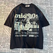 アメリカンレトロ風グラデーションタイダイプリント半袖Tシャツ【ユニセックス・ルーズフィット・ストリートファッション】