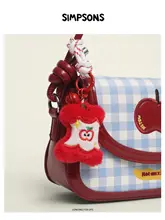 サドルバッグ ミニスクエアバッグ 2WAY ショルダーバッグ レディース チェック柄 りんごモチーフ 赤 可愛い 学院風 「SIMS」