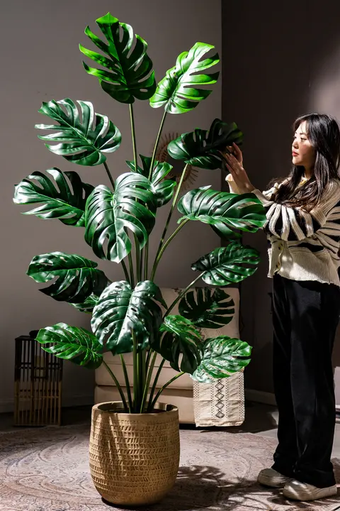 リアルな観葉植物の鉢植え ゲンペイチク 装飾品 屋内植物 景観