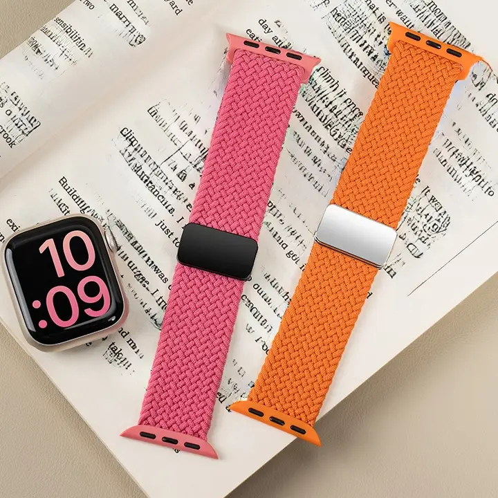 Apple Watch バンド ナイロン 編み込み バービーピンク レディース スポーツ 夏 キュート 上品
