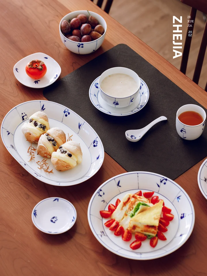 青花瓷の陶器ボウル【個人用・スタイリッシュ・大きめサイズ】