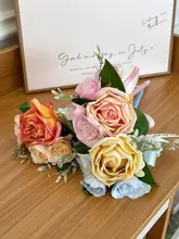 教師への贈り物・バラの花束とペンのセット【リアルな造花・実用的】（セットアップ対応）