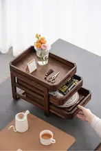 ウォールナット製の多段引き出し収納ボックス【テーブル用・普洱茶・茶具収納】