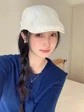 夏用 薄手 ツバ付きベレー帽【UVカット・アンティークスタイル】