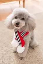 毛糸編みの愛らしい犬用ボンボンスカーフ【冬用・暖かくてかわいいデザイン・猫にも対応】