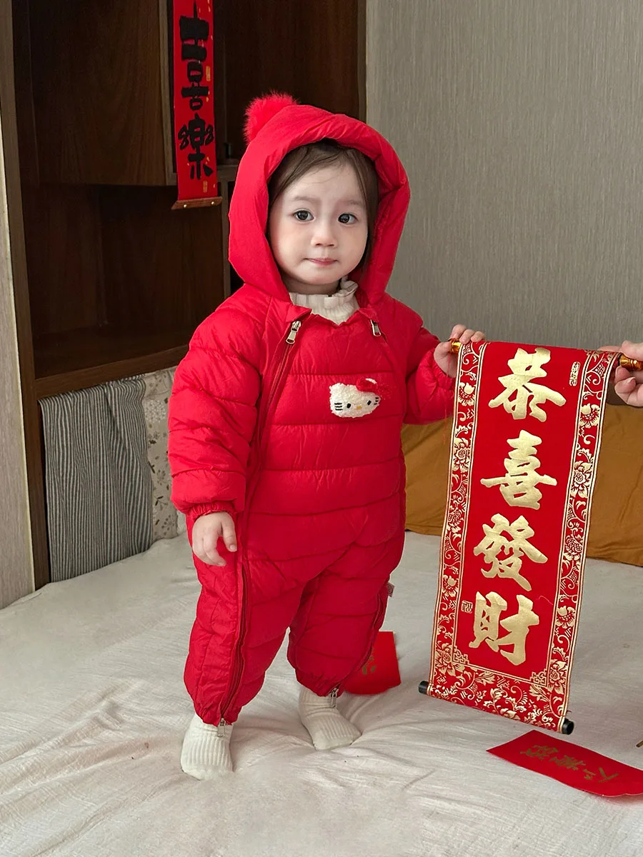冬用ベビー連体服：ハイネックフード付きで新生児の冬眠着を安全に保つ