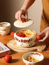 高級感ある日本式陶器の丼【フタ付き・ダブルハンドル・かわいいデザイン】