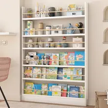 壁掛け収納に最適！薄型多層書棚【子供の絵本用・ナチュラル素材】