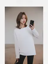 白鹅绒使用の長袖Tシャツ【厚手・秋用・インナー・コットン混】