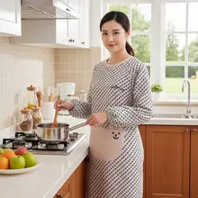 長袖キャンバスエプロン【防汚・通気性・カートゥーンデザイン・大人用】