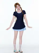 水着 キッズ ガールズ 温泉用 カバーアップ きれいめ 上品 ガーリー