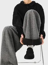 加厚ウール生地 ストレートパンツ【秋冬用・保温・フィット】