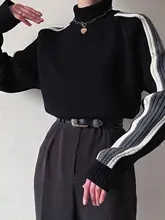 レトロブラックハイネックニットセーター【秋冬用・女性用・インナー】