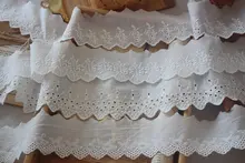 上質コットン糸刺繍片側レーストリム素材【衣服装飾・DIY人形服用】