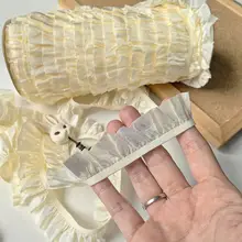 葉っぱモチーフの伸縮性フリルレーステープ【DIY・衣類用・ホームファッション用】