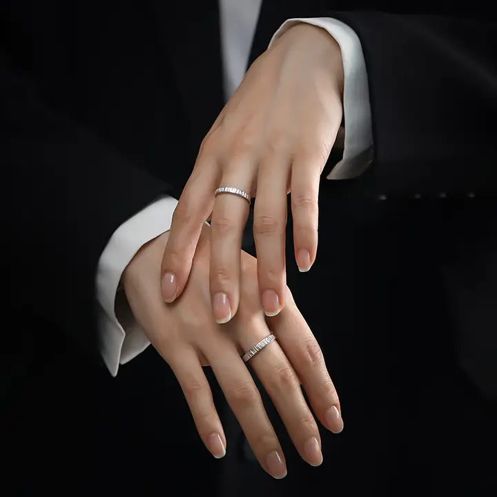999純銀製 デザインカップルリング【活口タイプ・シンプルスタイル・ペアリング】