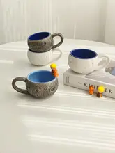 北欧風浮彫りデザインの手作り陶器マグカップ【星球モチーフ・個性的】