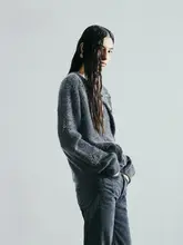 MOCOニットカーディガン【手作りビーズ・ドット装飾・マット仕上げ】