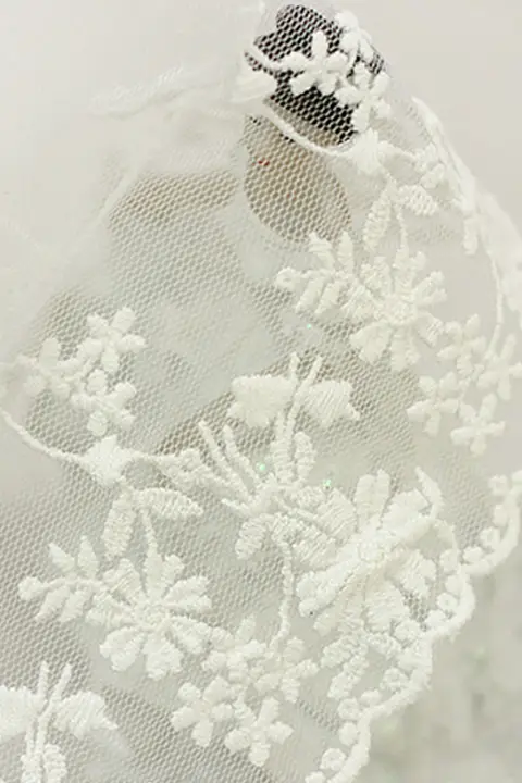 柔らかいコットン製の透明刺繍レーストリム【オーガンジー装飾用・衣装アクセサリー】