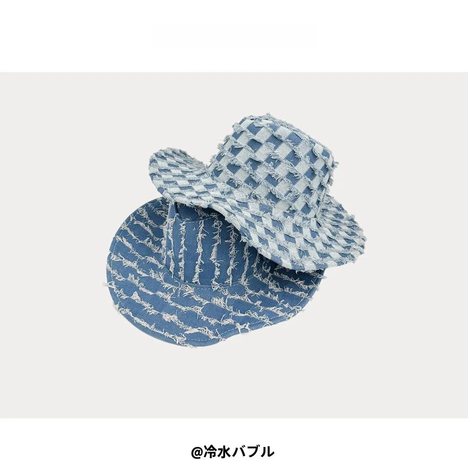 トリム付きチェック柄 ウエスタンスタイルのレディースフェイスガードハット【アウトドア・登山・釣り用】