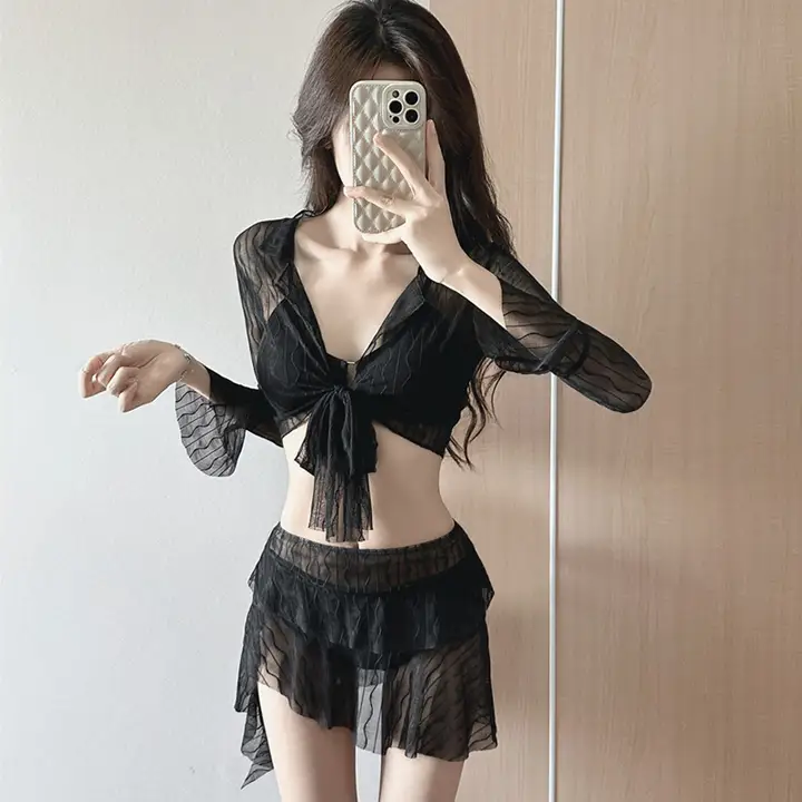 セパレート ビキニ 水着 レディース 4点セット 体型カバー 着痩せ 上品 ピュアセクシー 温泉