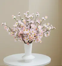 フェイク桃の花枝【中式インテリア・リビング装飾用・シルクフラワー・ロウバイの花束・テーブル装飾用】