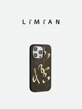 スマホケース 本革 ソフトケース 草書 花押 書道 悟空 キャラクター シンプル 個性的 ユニーク iPhone Android 対応 カップル ギフト 「LM」